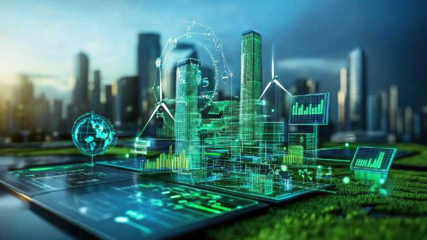 Cidade industrial sustentável — tecnologia e crescimento verde